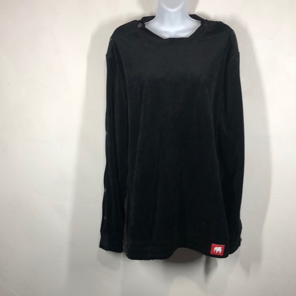 NWT American Stitch black velour snap crew neck sweatshirt size large - Picture 1 of 13
